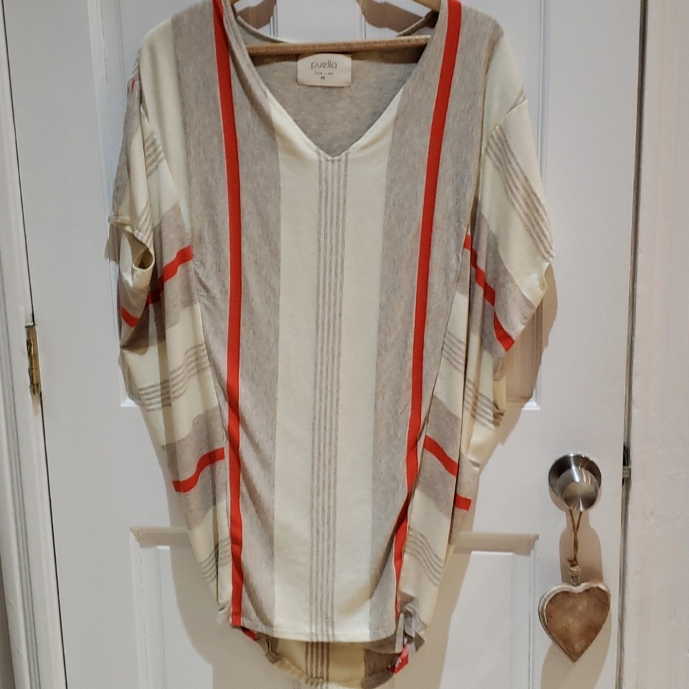 Anthropologie, VNeck, Striped, Lined, Jersey, Short  Summer Dress